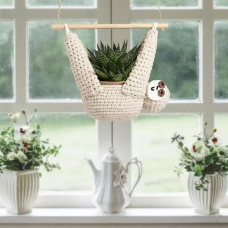 Crochet Sloth Planter