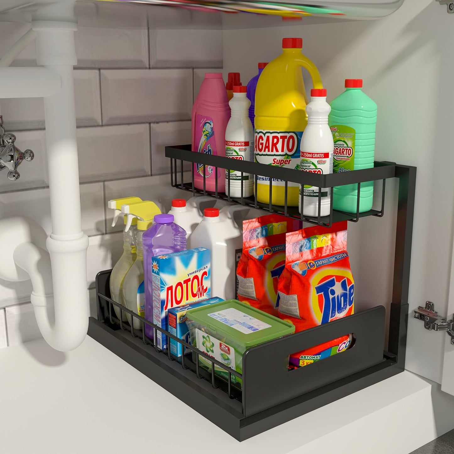 Under Sink Organizers and Storage with Sliding Drawer