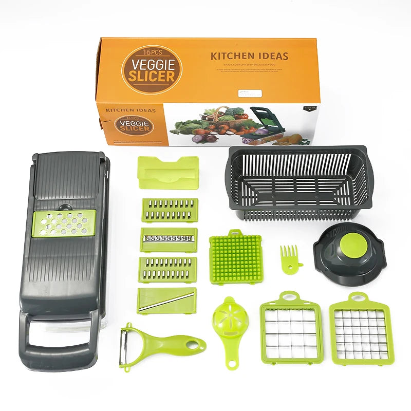 16pcs Vegetable Chopper Set: Multifunctional Slicer & Grater